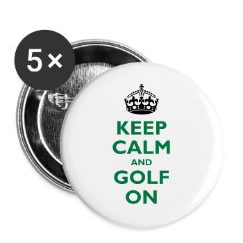 Keep calm and golf on - Buttons groß 56 mm (5er Pack) - Weiß - Vorne