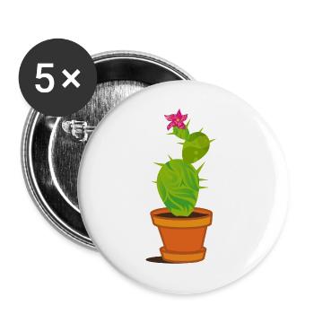 A cactus with blossom - Buttons large 2.2''/56 mm (5-pack) - white - Front