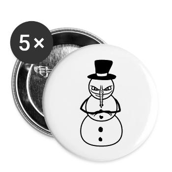 bonhomme de neige cool mal hiver noël froid beau - Lot de 5 grands badges (56 mm) - blanc - Devant