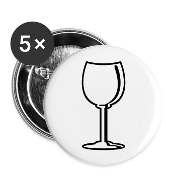 Weinglas / wine glass (a, 1c) - Buttons groß 56 mm (5er Pack) - Weiß - Vorne