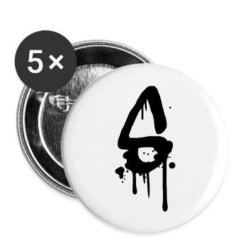 S Graffiti Tropfen Farbklex Spray - Buttons groß 56 mm (5er Pack) - Weiß - Vorne