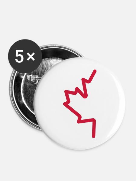 Canada Day: Halbes Ahornblatt - Buttons groß 56 mm (5er Pack) - Weiß