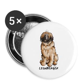 Leon the Leonberger - Buttons large 2.2''/56 mm (5-pack) - white - Front