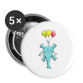 Elephant with balloons - Buttons large 2.2''/56 mm (5-pack) - white - Front