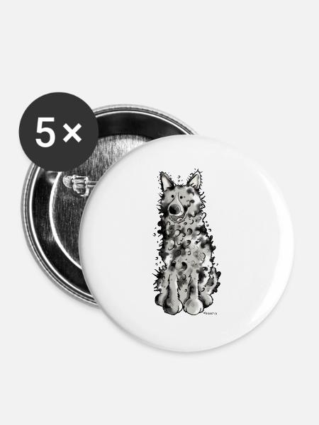 Fröhlicher Mudi - Buttons groß 56 mm (5er Pack) - Weiß