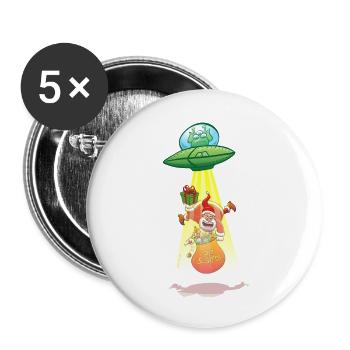 Santa Claus Abducted by an Alien - Buttons large 2.2''/56 mm (5-pack) - white - Front