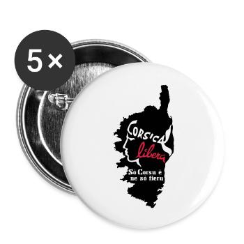 CORSE - CORSICA - Lot de 5 grands badges (56 mm) - blanc - Devant