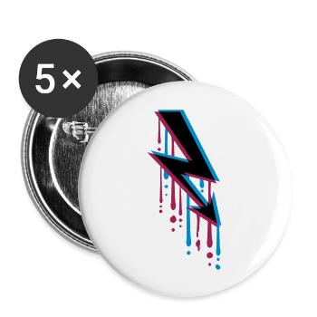 tropfen graffiti 3d elektrisch blitz strom energie - Buttons groß 56 mm (5er Pack) - Weiß - Vorne