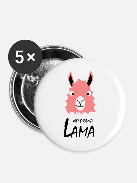 No drama Lama - Buttons large 2.2''/56 mm (5-pack) - white