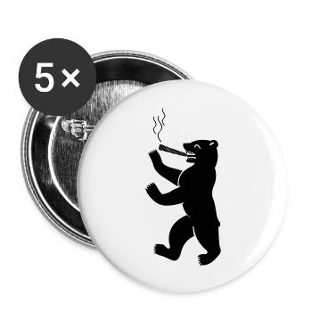 berliner_baer_raucht_weed_02 - Buttons groß 56 mm (5er Pack) - Weiß - Vorne