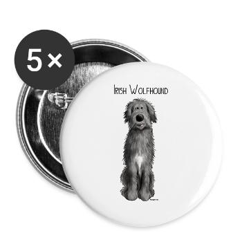 Lustiger Irischer Wolfshund - Buttons groß 56 mm (5er Pack) - Weiß - Vorne