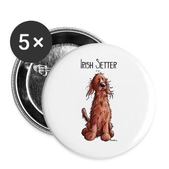 Fröhlicher Irish Setter - Buttons groß 56 mm (5er Pack) - Weiß - Vorne