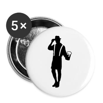 Mensch - Lederhose und Bier - Buttons groß 56 mm (5er Pack) - Weiß - Vorne