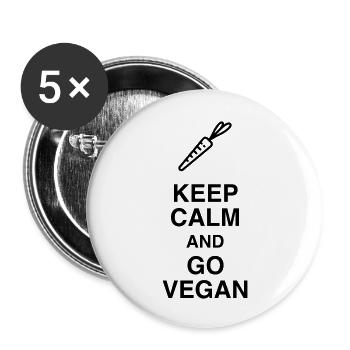 végétarien / végétarienne / végétarisme / vegan - Lot de 5 grands badges (56 mm) - blanc - Devant