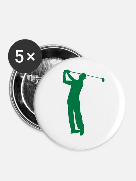 Golfspieler - Buttons groß 56 mm (5er Pack) - Weiß