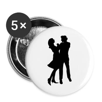 Tanzendes Tanzpaar Mann und Frau Schattenfigur - Buttons groß 56 mm (5er Pack) - Weiß - Vorne