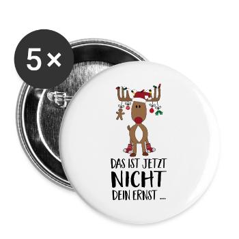 Lustige Geschenke zu Weihnachten für Freunde - Buttons groß 56 mm (5er Pack) - Weiß - Vorne