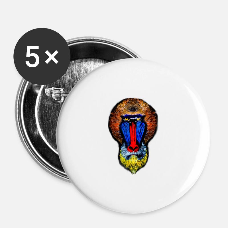 Painted Baboon - Buttons large 2.2''/56 mm (5-pack) - white