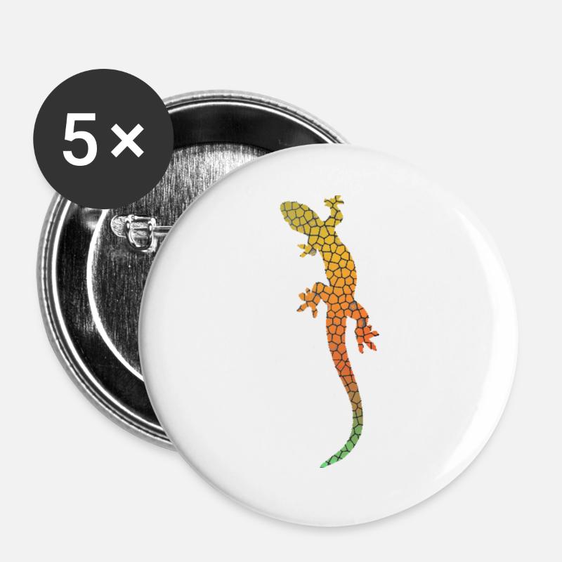 Eidechse - Buttons groß 56 mm (5er Pack) - Weiß