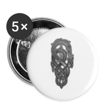 Black Metallic Celtic Knot - Buttons large 2.2''/56 mm (5-pack) - white - Front