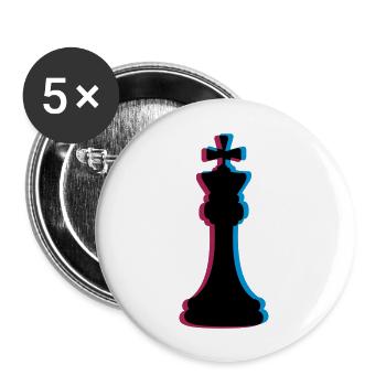 3D Effekt Schach - Buttons groß 56 mm (5er Pack) - Weiß - Vorne