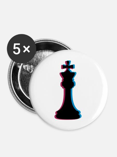 3D Effekt Schach - Buttons groß 56 mm (5er Pack) - Weiß
