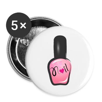 pink nail polish in graffiti style with heart - Buttons large 2.2''/56 mm (5-pack) - white - Front