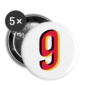 Zahl 9 Deutschland Trikot Nummer schwarz rot gold - Buttons groß 56 mm (5er Pack) - Weiß - Vorne
