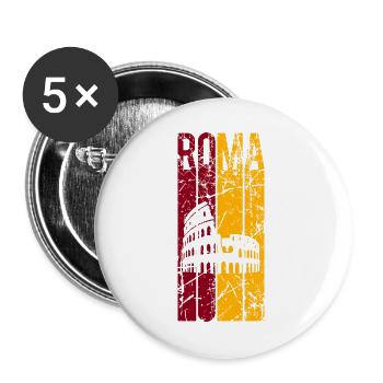 Rome t-shirt design grunge effet Roma Rom Rome - Lot de 5 grands badges (56 mm) - blanc - Devant