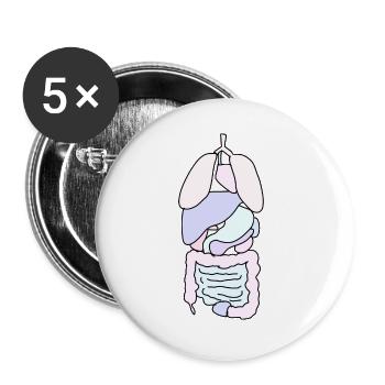 Anatomie Organe Medizin - Buttons groß 56 mm (5er Pack) - Weiß - Vorne