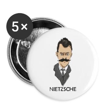 Friedrich Nietzsche - Buttons large 2.2''/56 mm (5-pack) - white - Front