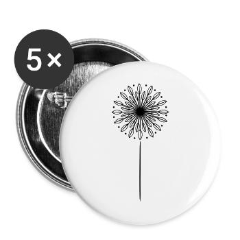 Pusteblume Löwenzahn - Buttons groß 56 mm (5er Pack) - Weiß - Vorne