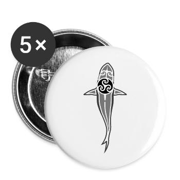 Requin tribal - Lot de 5 grands badges (56 mm) - blanc - Devant