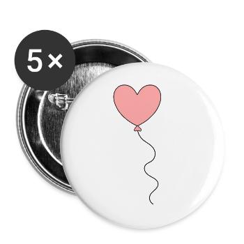 pink heart pink red hearts gift Valentine's Day - Buttons large 2.2''/56 mm (5-pack) - white - Front