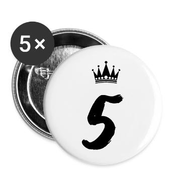 5 Krone - Buttons groß 56 mm (5er Pack) - Weiß - Vorne