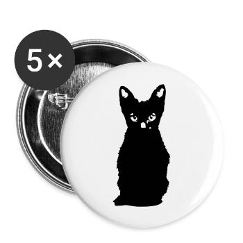 Cat Vector Animal Pet Kitten Vector - Buttons large 2.2''/56 mm (5-pack) - white - Front