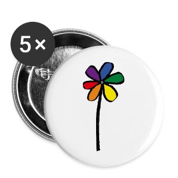 Pride Flower - Blume LGBT - Buttons groß 56 mm (5er Pack) - Weiß - Vorne
