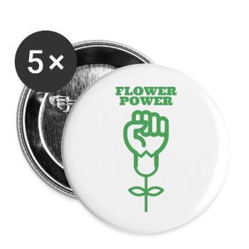 Flower Power - Buttons groß 56 mm (5er Pack) - Weiß - Vorne