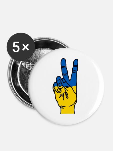 Frieden für die Ukraine - Buttons groß 56 mm (5er Pack) - Weiß
