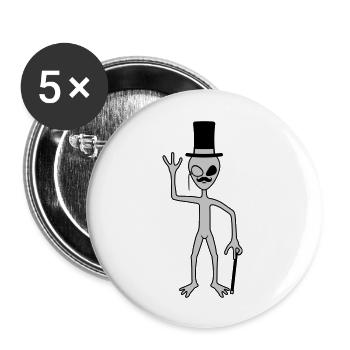 Sir Alien winkt freundlich - Buttons groß 56 mm (5er Pack) - Weiß - Vorne