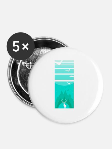 Trailrun Wildnis Hirsch - Buttons groß 56 mm (5er Pack) - Weiß