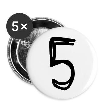 5 YEARS. 5TH ANNIVERSARY. BIRTHDAY 5 YEARS. 5 - Buttons large 2.2''/56 mm (5-pack) - white - Front