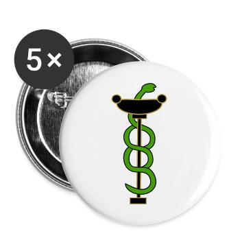 Asclepios Symbol - Buttons groß 56 mm (5er Pack) - Weiß - Vorne