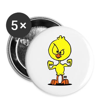 Defiant Duck Cartoon Illustration - Buttons large 2.2''/56 mm (5-pack) - white - Front