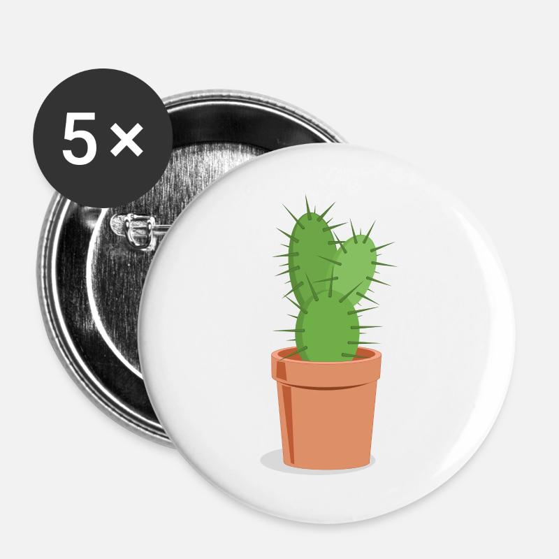 Prickly cactus - Buttons large 2.2''/56 mm (5-pack) - white