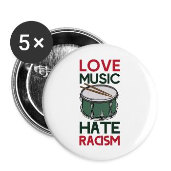 Amour Musique Haine Racisme - Lot de 5 grands badges (56 mm) - blanc - Devant