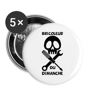 Bricoleur du dimanche (noir) - Lot de 5 grands badges (56 mm) - blanc - Devant