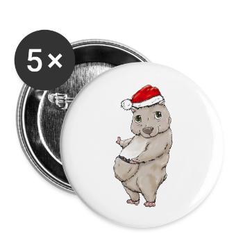 Winterwombat - Buttons groß 56 mm (5er Pack) - Weiß - Vorne