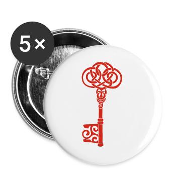 Roter keltischer Schlüssel - Buttons groß 56 mm (5er Pack) - Weiß - Vorne