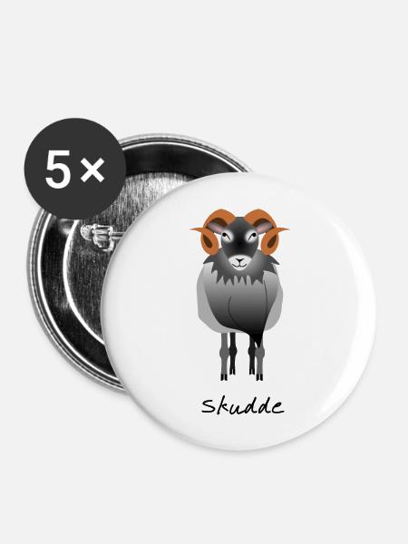 Skudde grau - Buttons groß 56 mm (5er Pack) - Weiß